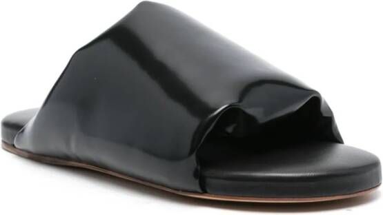 Bottega Veneta padded leather flat sandals Black