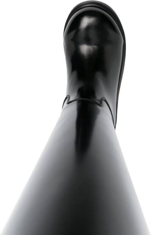 Bottega Veneta patent-leather knee-high boots Black