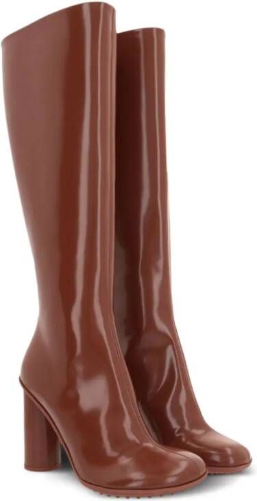 Bottega Veneta patent leather knee-length boots Brown