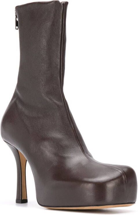 Bottega Veneta square-toe ankle boots Brown