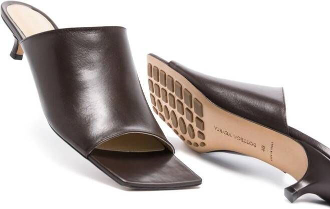 Bottega Veneta square-toe leather heeled 55mm mules Brown