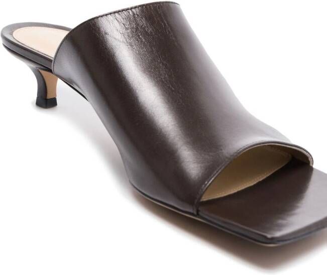 Bottega Veneta square-toe leather heeled 55mm mules Brown