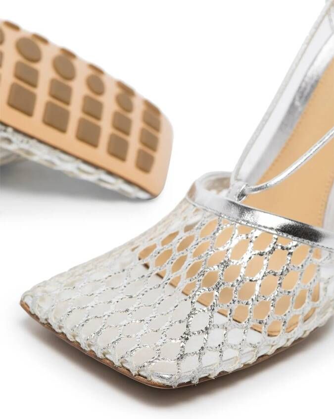 Bottega Veneta Stretch 90mm metallic sandals Silver