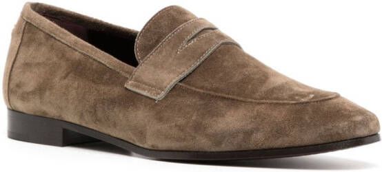 Bougeotte almond-toe suede penny loafers Brown