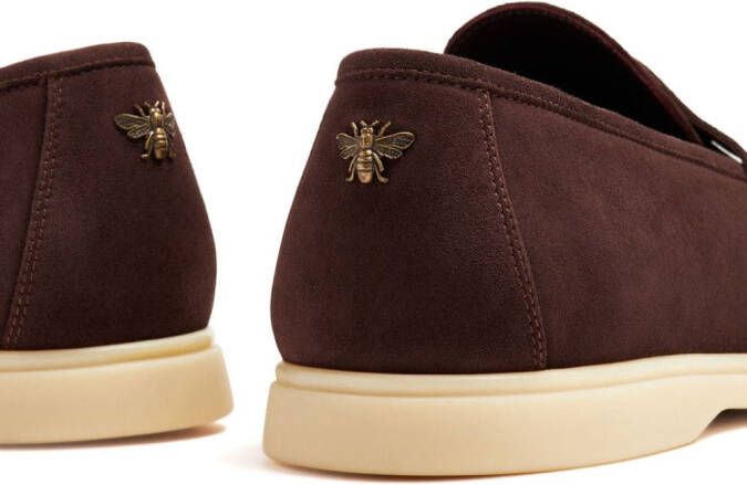 Bougeotte bee-appliqué suede loafers Brown
