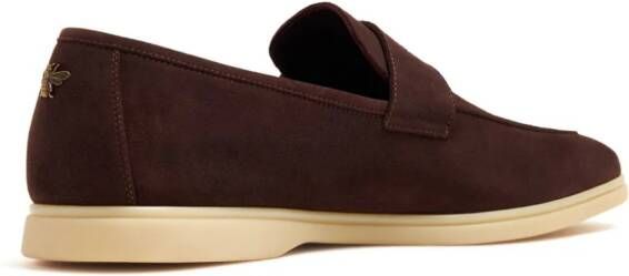 Bougeotte bee-appliqué suede loafers Brown