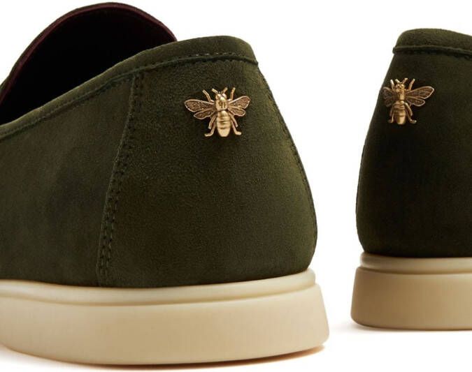 Bougeotte bee-appliqué suede loafers Green