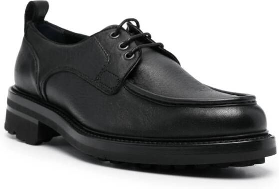 Brioni crinkled leather derby shoes Black