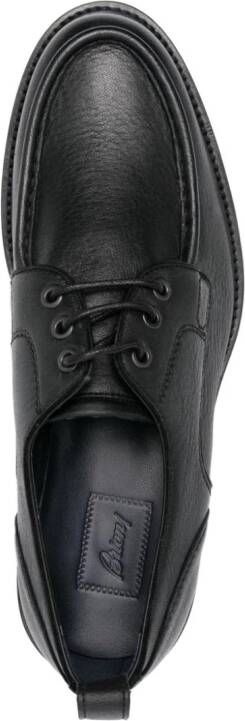 Brioni crinkled leather derby shoes Black