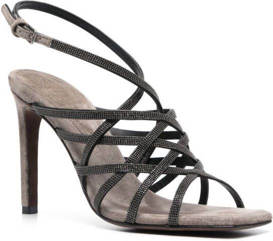 Brunello Cucinelli 110mm heeled suede sandals Grey
