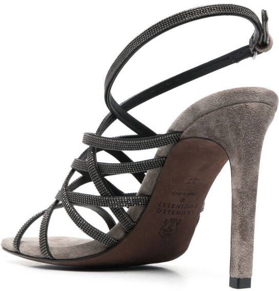 Brunello Cucinelli 110mm heeled suede sandals Grey