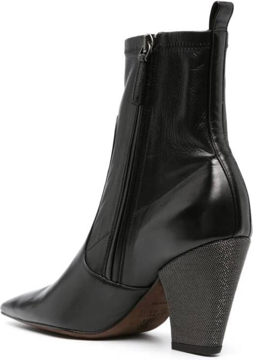 Brunello Cucinelli 80mm rhinestone-embellished leather boots Black