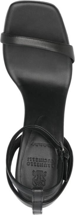 Brunello Cucinelli 90mm leather wedge sandals Black