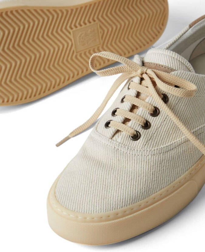 Brunello Cucinelli branded heel-counter cotton sneakers Neutrals