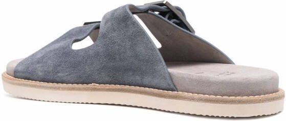 Brunello Cucinelli buckle-fastening suede slides Grey