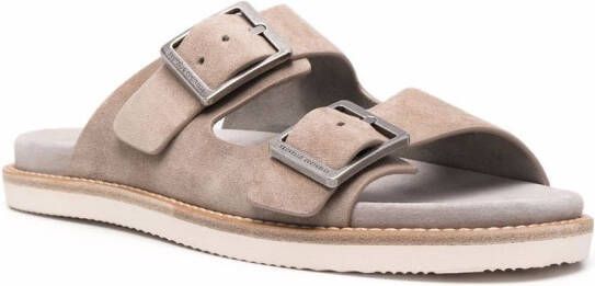 Brunello Cucinelli buckled suede sandals Neutrals