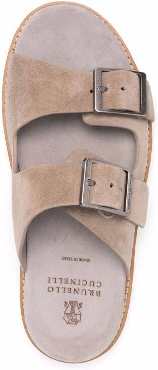 Brunello Cucinelli buckled suede sandals Neutrals