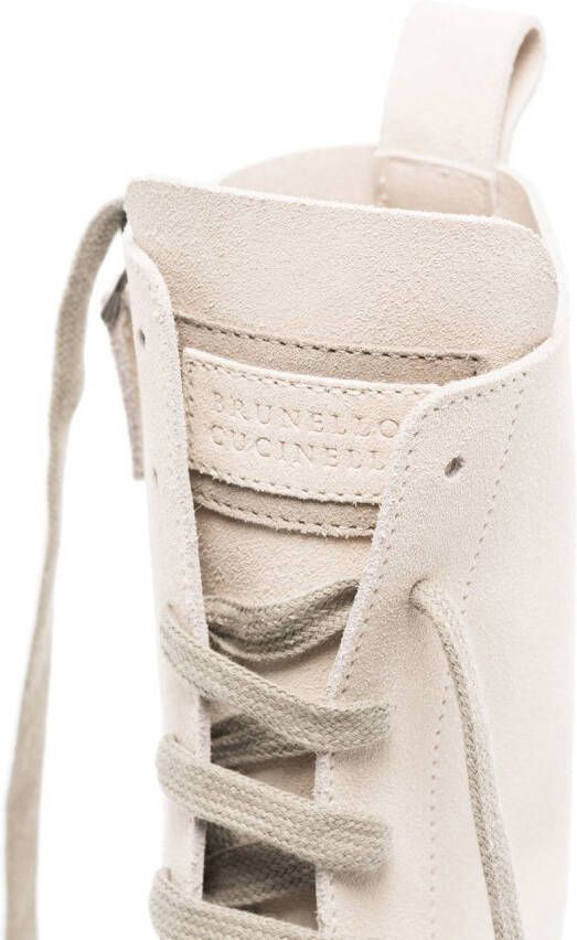 Brunello Cucinelli chunky lace-up combat boots Neutrals