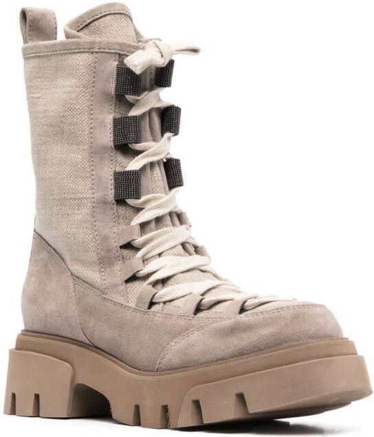 Brunello Cucinelli chunky-sole lace-up boots Neutrals