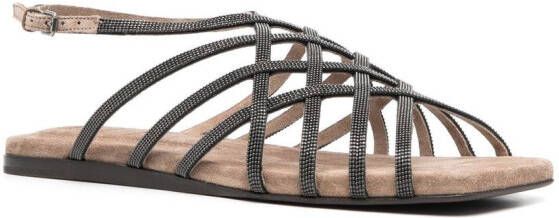 Brunello Cucinelli crossover-strap detail sandals Brown