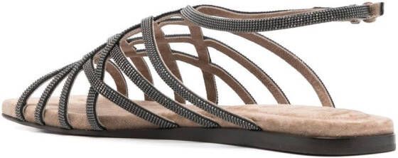 Brunello Cucinelli crossover-strap detail sandals Brown