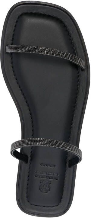 Brunello Cucinelli crystal-embellished calf-leather sandals Black