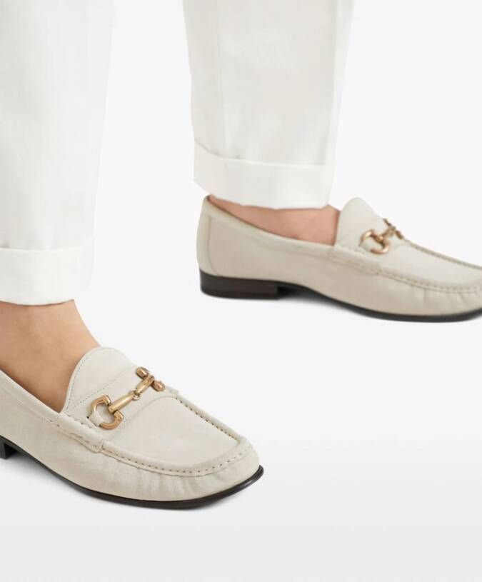 Brunello Cucinelli decorative-buckle leather shoes White