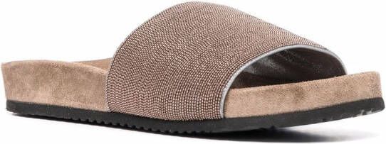 Brunello Cucinelli eco brass trim sliders Neutrals