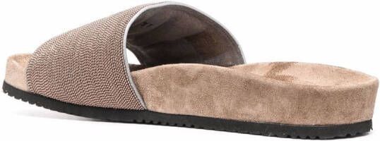 Brunello Cucinelli eco brass trim sliders Neutrals