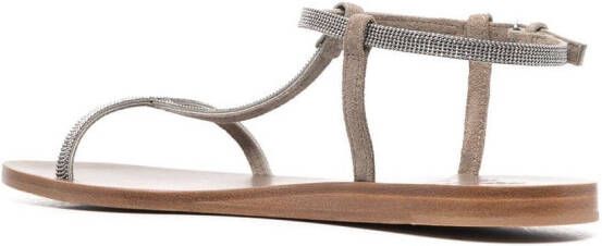 Brunello Cucinelli embellished T-bar sandals Neutrals