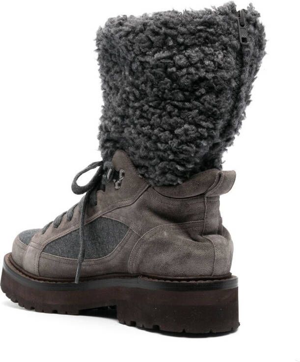Brunello Cucinelli faux-fur detail hiking boots Grey