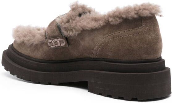 Brunello Cucinelli faux-shearling suede loafers Brown