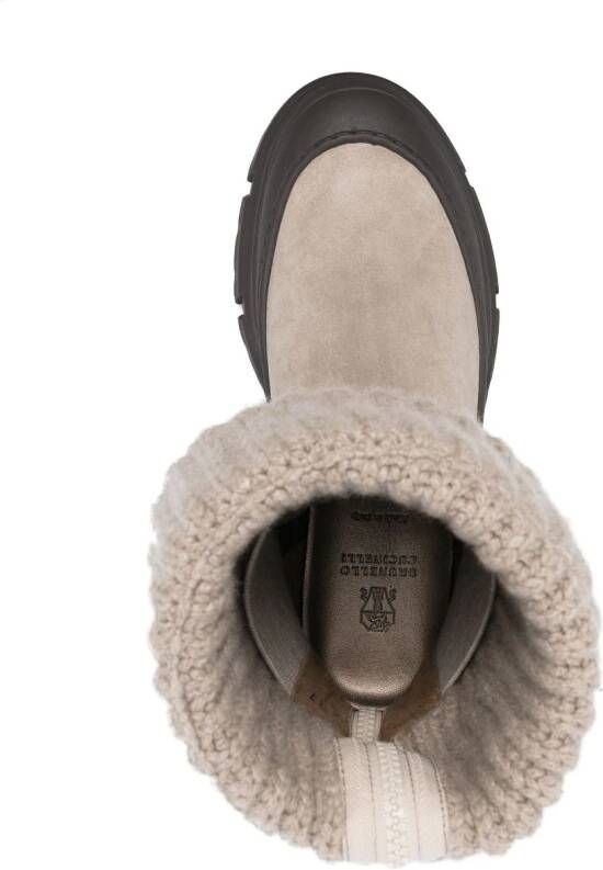 Brunello Cucinelli fold-over suede ankle boots Neutrals