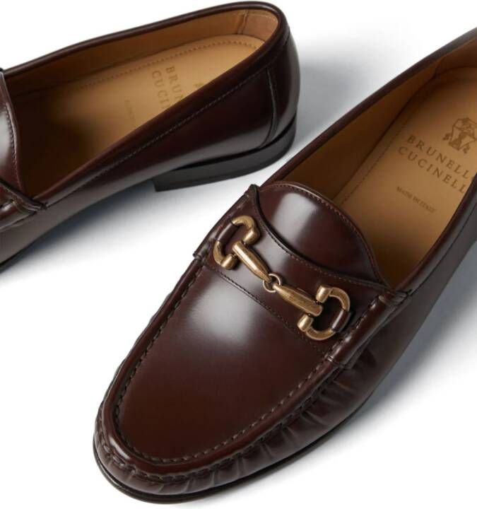 Brunello Cucinelli horsebit leather loafers Brown