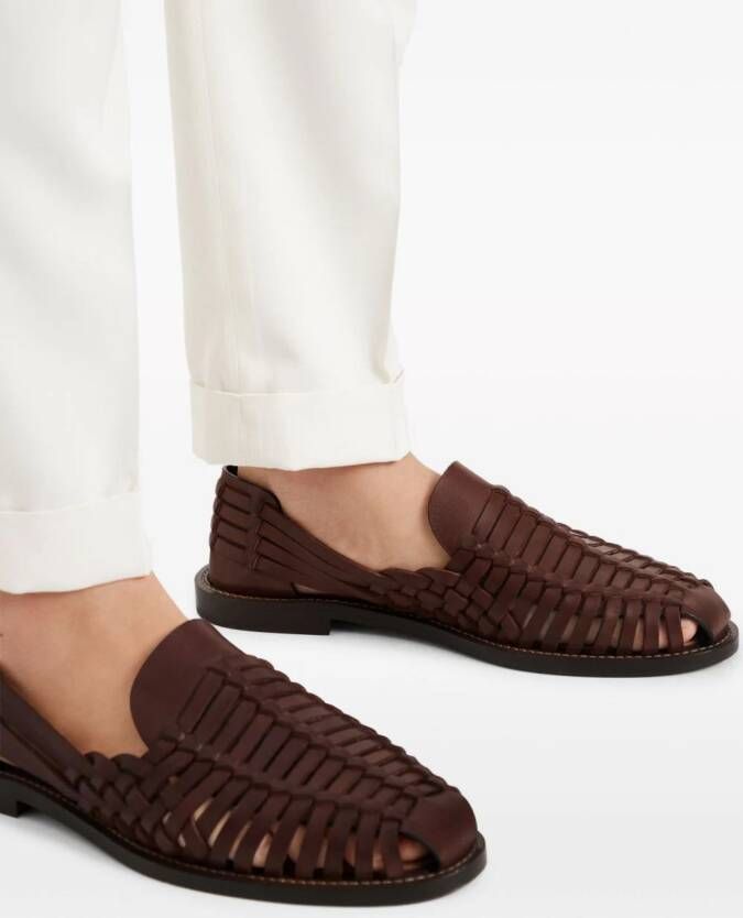 Brunello Cucinelli interwoven leather sandals Brown