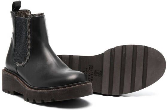 Brunello Cucinelli Kids bead-detailing chelsea boots Black