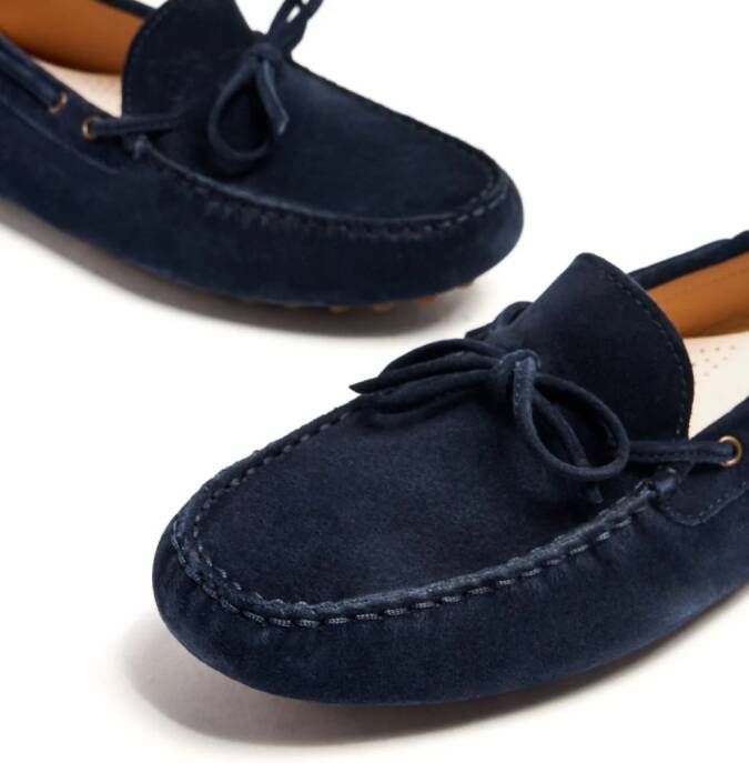 Brunello Cucinelli Kids bow-detail calf suede loafers Blue