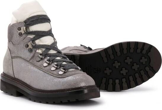 Brunello Cucinelli Kids colour-block leather boots Silver