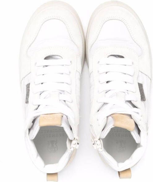 Brunello Cucinelli Kids embellished leather high-top sneakers White