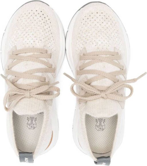 Brunello Cucinelli Kids knitted lace-up sneakers Neutrals