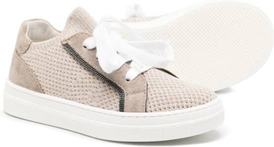 Brunello Cucinelli Kids knitted panelled sneakers Neutrals