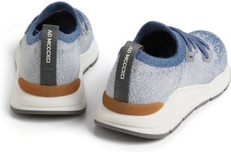 Brunello Cucinelli Kids lace-up knitted sneakers Blue