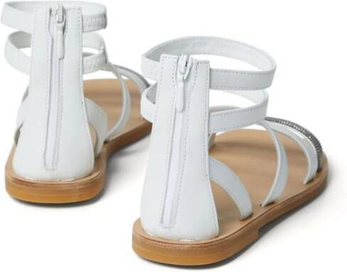 Brunello Cucinelli Kids monili-bead leather sandals White