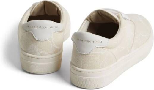 Brunello Cucinelli Kids patterned-jacquard cotton sneakers Neutrals