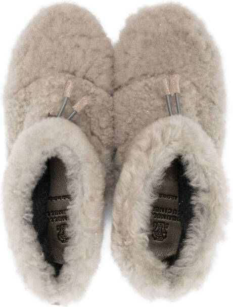 Brunello Cucinelli Kids shearling-trim snow boots Grey