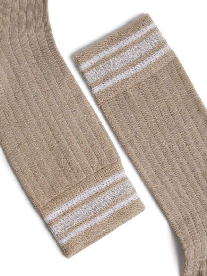 Brunello Cucinelli Kids stripe-detail cotton socks Neutrals