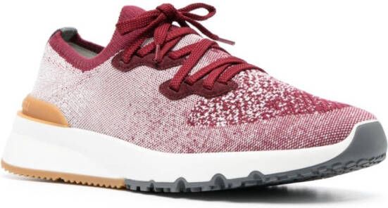 Brunello Cucinelli knitted upper low-top sneakers Red