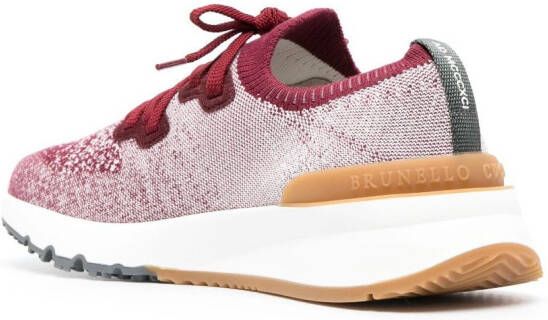Brunello Cucinelli knitted upper low-top sneakers Red
