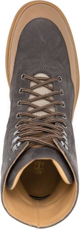 Brunello Cucinelli lace-up leather boots Grey