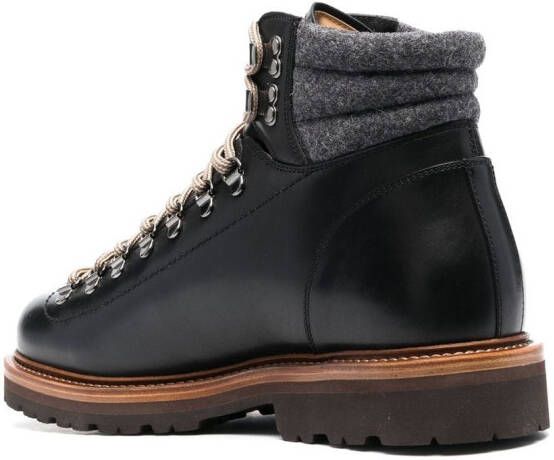 Brunello Cucinelli lace-up leather hiking boots Black